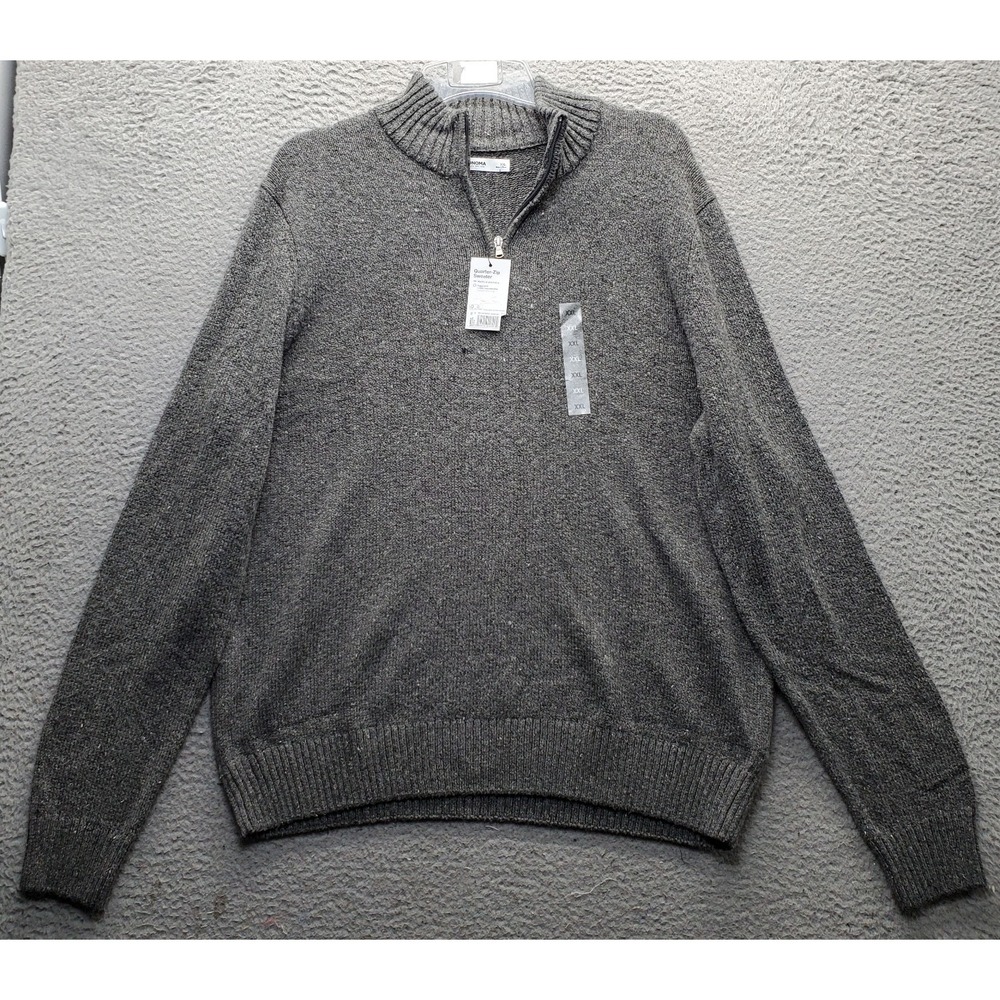 Sonoma Goods For Life Quarter Zip Pullover Sweater Men XXL Gray Knit Long Sleeve